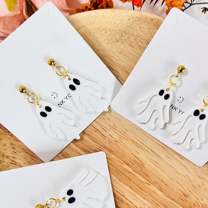 Xaekicr Halloween Ghost Polymer Clay Cutters – 3 Pcs Spooky Clay Cutters for Earrings and DIY Crafts, Polymer Clay Tools for Jewelry Making