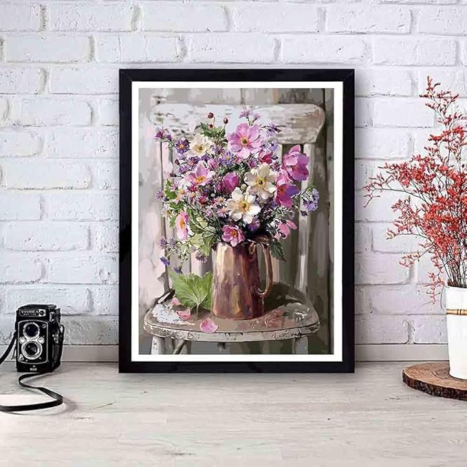 Stamped Cross Stitch Kits - Flower Chair Embroidery Kits for Beginners Adults,11 CT Patterns Dimensions Counted Cross Stitch Kits Arts Craft Kits Frameless12x16inch