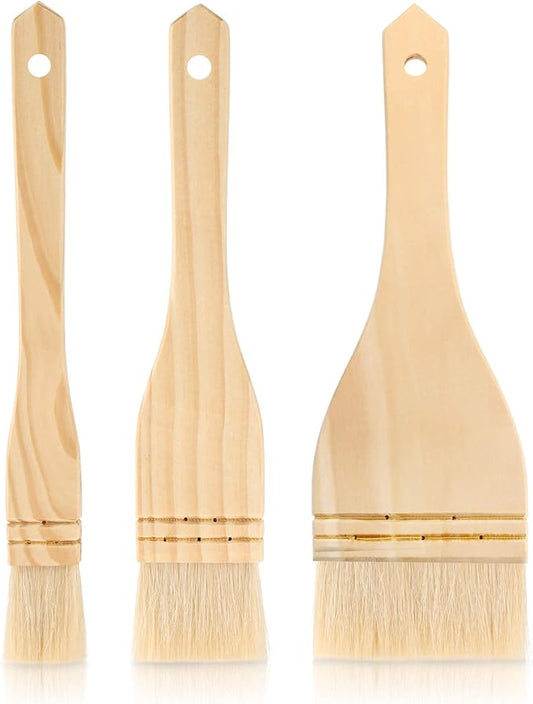 Patelai 3 Pieces Flat Hake Brushes for Watercolor Pottery Glaze Artist Ceramic Acrylic Painting Brushes Set