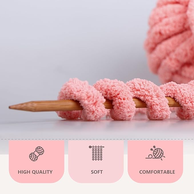 Light Orange Chunky Chenille Yarn for Crocheting Bulky Thick Fluffy Yarn for Knitting,Super Bulky Hand Blanket, Soft Plush Yarn Crochet Carpet/Scarf/Cushion/ 8 Jumbo Pack(63.76oz/197.68yd