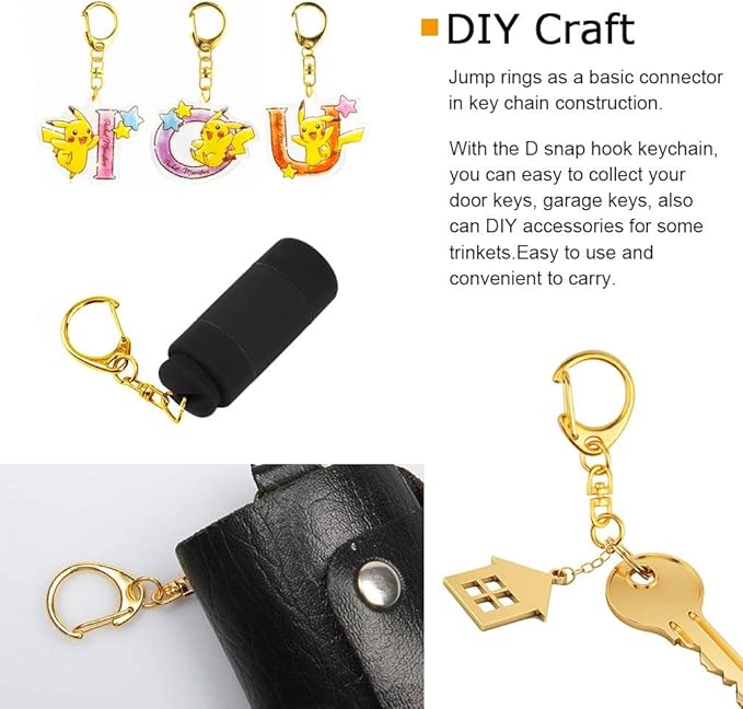 Roctee 50 Pack Gold Keychains with Jump Rings & Chains, 1.92" DIY Keychain Hardware Kit for Crafts, Key Ring Accessories for Keychain Making Projects