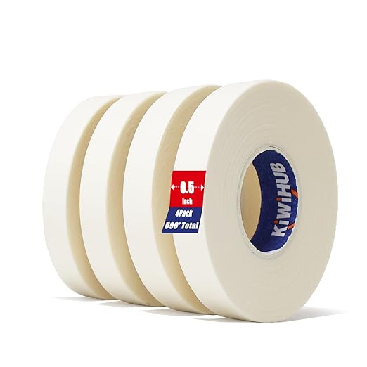 kiwihub 4 packs artist tape for watercolor paper - white masking artists tape for drafting, art painting and all paper media - acid free 0.5inch wide 592ft long total