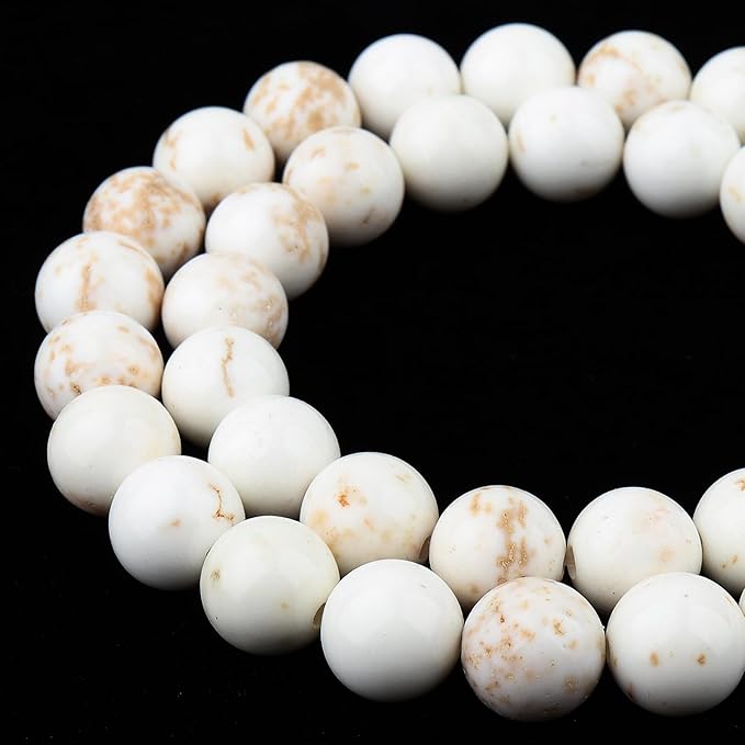 Natural Stone Beads for Jewelry Making - 6mm Gemstone Round Beads for Bracelets(59-62pcs, Magnesite)