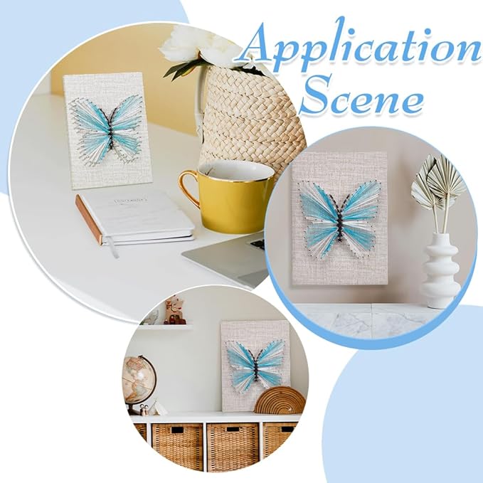 WEBEEDY DIY 3D String Art Kit for Adults Beginners, Butterfly Craft Kit, Include All Necessary Accessories and Frame, Christmas Home Wall Decorations Unique Gift