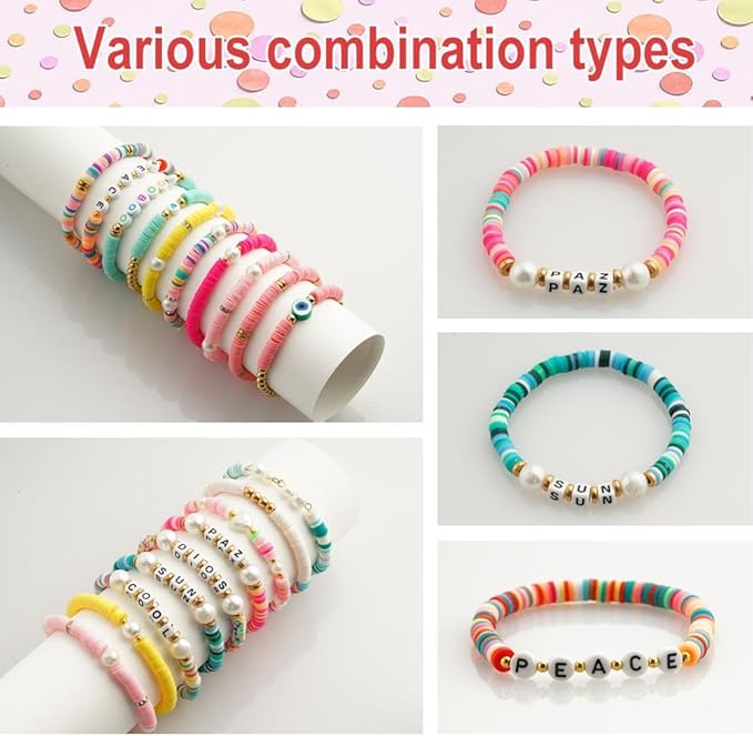 2000 Pcs-6800 Pcs Clay Beads for Bracelets Making 6mm Spacer Beads for Jewelry Making Earring Bracelets Necklace Earring Accessories DIY Handmade Craft (24 Color)