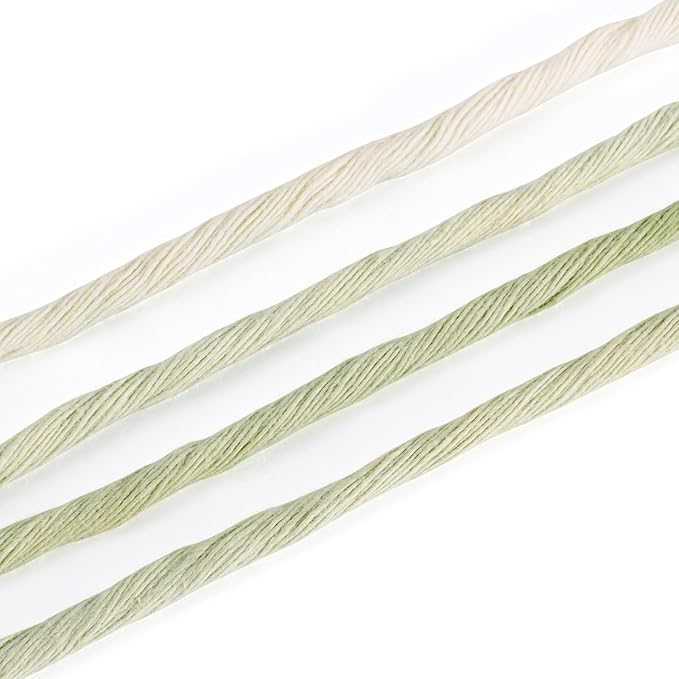21.87 Yards Green Single Strand Macrame Cord 3.5mm Gradient Colored Cotton Cord Colorful Twine Bohemia Soft Cotton Rope Yarn for DIY Crafts Knitting Crochet Wall Plant Hanger Home Project