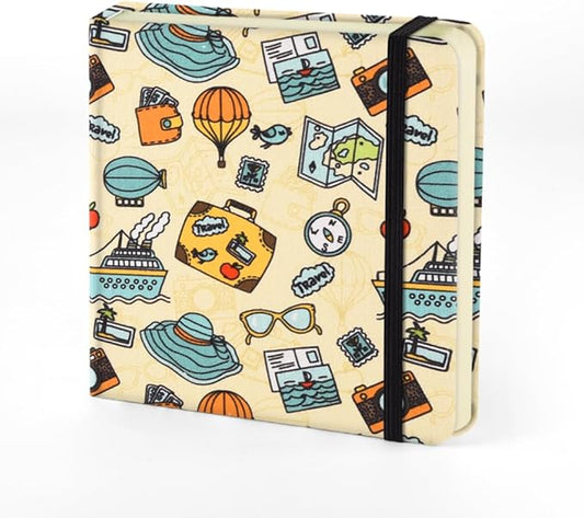 Small Square 5x5" 80gsm Mini Notebooks Blank Pages Sketchbooks Travel Journal Pocket Hardcover Paint Writing Notebook Blank Diary Memo Planner Sketchbook Fabric Cover, Travel