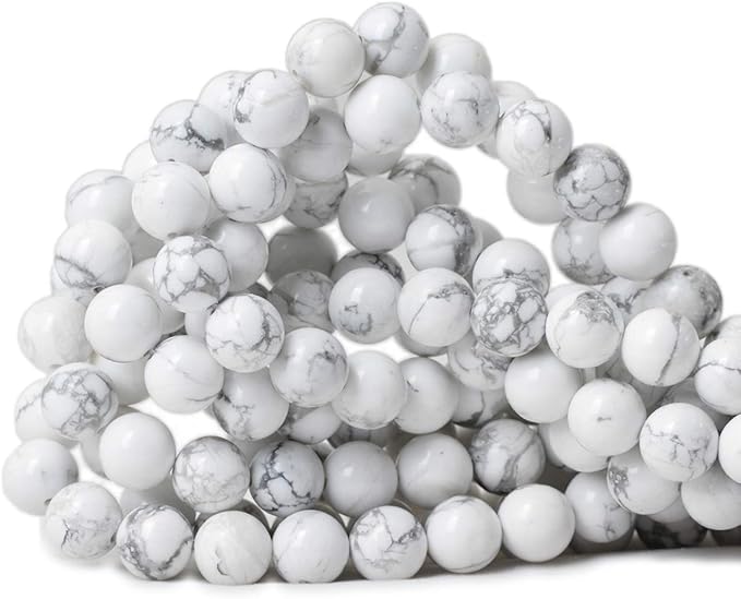 cheavian 10mm 35pcs natural white howlite gemstone round loose stone beads for jewelry making diy crafts design 1 strand 15"