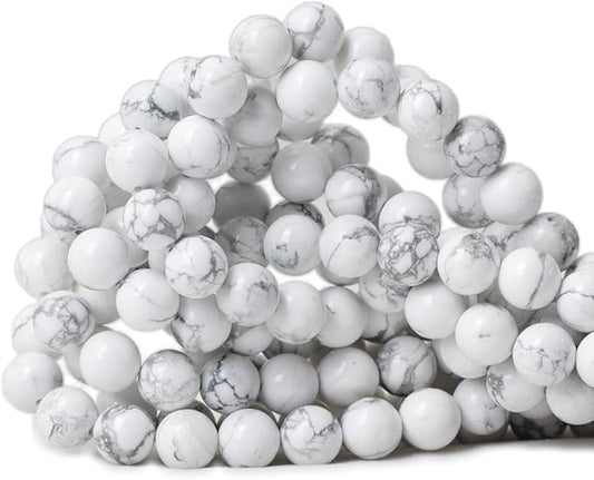 cheavian 10mm 35pcs natural white howlite gemstone round loose stone beads for jewelry making diy crafts design 1 strand 15"