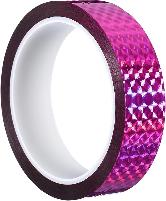 PATIKIL Prism Tape 1 Inch x 55 Yards, Holographic Metalized Reflective Adhesive for Detailing Accent Wall Decor Art, Rose