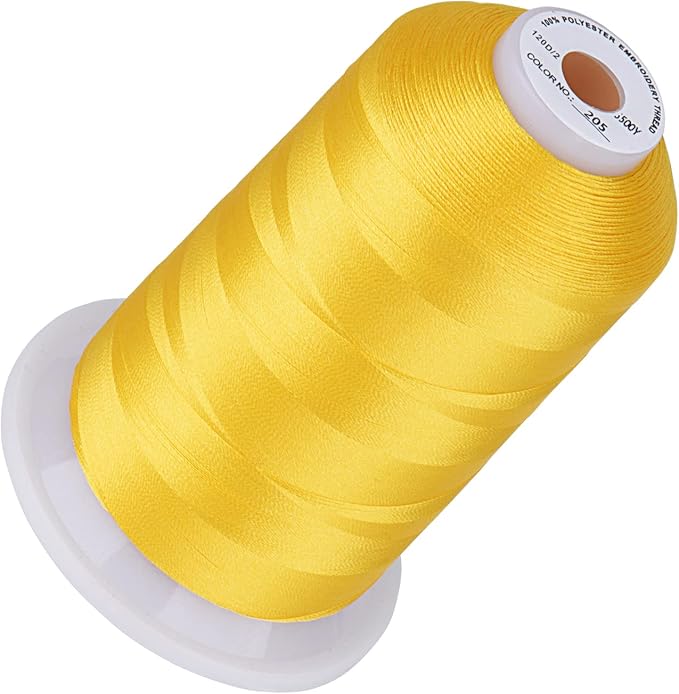 Simthread 5500Yds Embroidery Thread, 5000M High-Yardage 40WT 100% Polyester Thread – 170+ Vivid Colors, High-Speed Rated – Compatible with Brother, Singer, Janome & More - Yellow 205