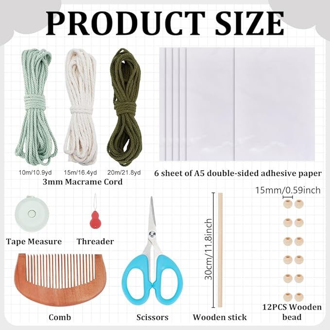 FREEBLOSS DIY Macrame Leaf Wall Hanging Beginners Macrame Kit Leaf Woven Tapestry Feather Wall Hanging 4 Green Colors Cotton Cord DIY Hanging Ornament Kit for Adults Birthday Gift