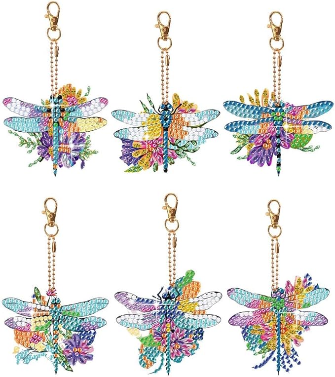 Diamond Painting Keychains Kits, Double Sided Diamond Art Keyrings for Adults, DIY Art Key Rings Ornaments Kits