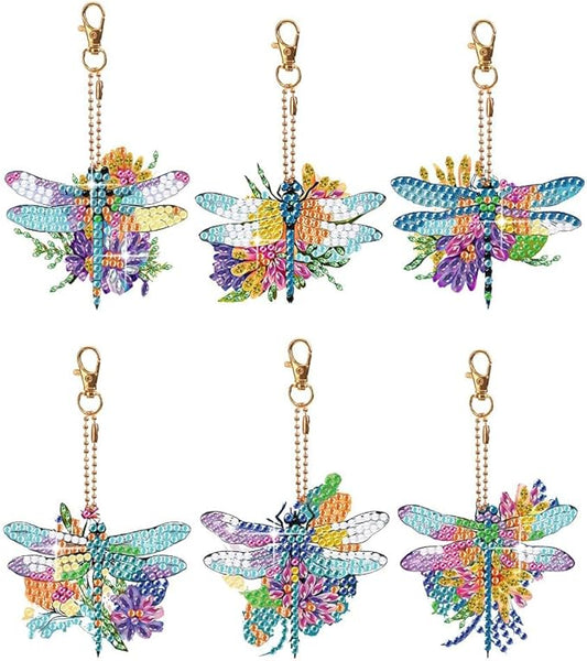 Diamond Painting Keychains Kits, Double Sided Diamond Art Keyrings for Adults, DIY Art Key Rings Ornaments Kits