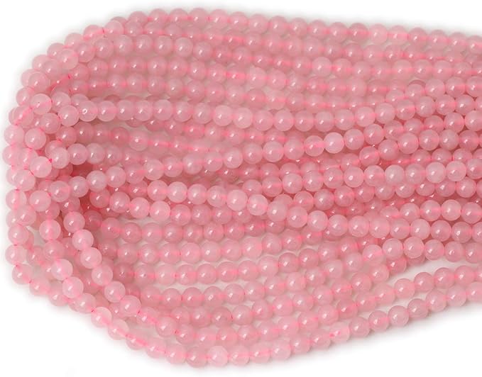 cheavian 60pcs 6mm natural rose quartz gemstone round loose bead pink crystal for jewelry making 1 strand 15"