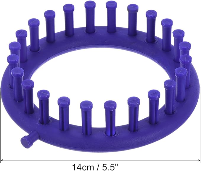 PATIKIL 24 Hooks Round Knitting Loom Machines Kit, 14cm OD Darning Weave Tool with Accessories for Scarf Sweater Shawl Blankets Mending Weaving Stitching, Blue