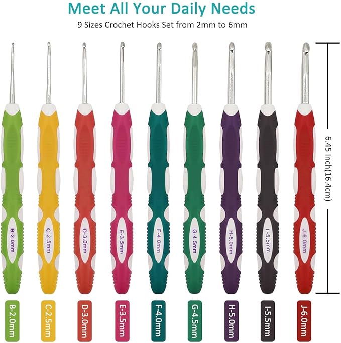 Noocro Complete Crochet Hook Set– 9 Sizes Crochet Hooks Kit with Stitch Markers, Yarn Needles, Measuring Tape, Scissors, Gauge Ruler & Storage Bag – Perfect Knitting Supplies for Beginners & Experts