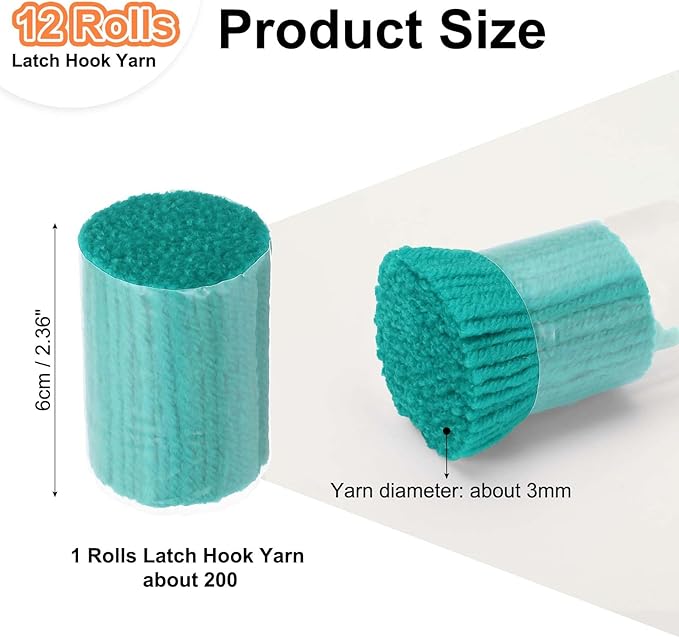 PATIKIL 12 Rolls Latch Hook Yarn, Latch Hook Kit Precut Rugs Yarn Making Crochet Bundles for Rug Adults Beginners Tapestry DIY Craft, Green Blue
