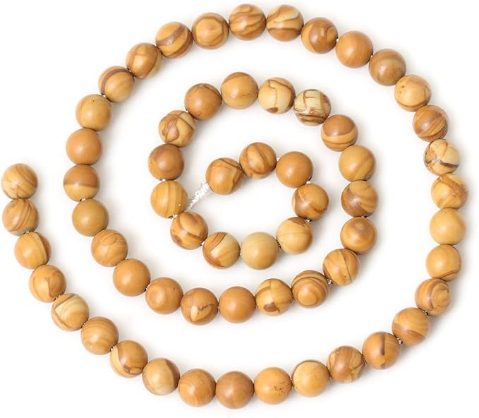 cheavian 60pcs 6mm natural woodgrain jasper round loose beads for jewelry making diy bracelet necklace materials 1 strand 15"