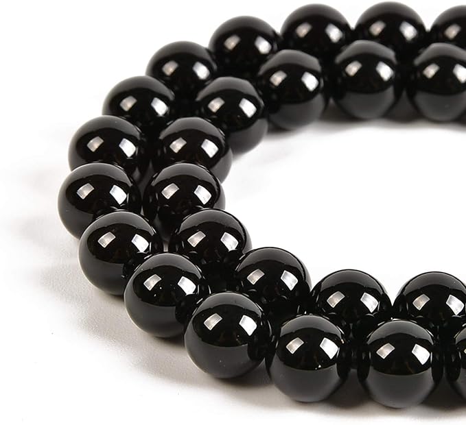 45pcs 8mm Natural Black Onyx Gemstone Round Spacer Loose Stone Beads for Jewelry Making 15.5" 1 Strand (Black Onyx, 8mm 45Beads)