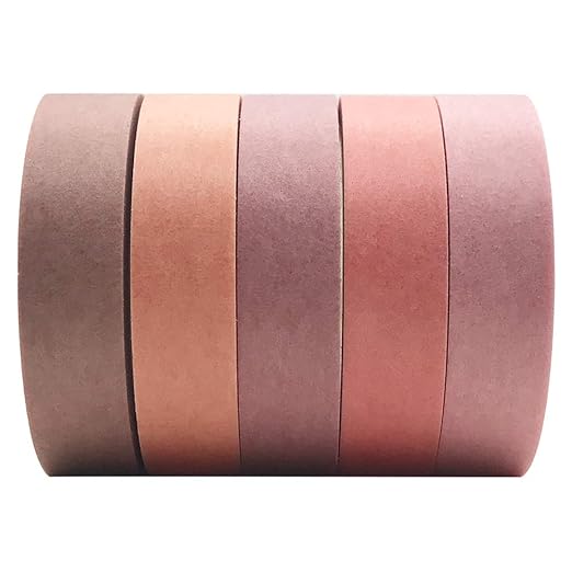 EnYan Solid Color Washi Tapes Set, 5 Rolls Basic Collection Decoration 10mm Wide Japanese Masking Decorative Tapes for Bullet Journal Planners DIY Crafts Arts Scrapbooking Adhesive