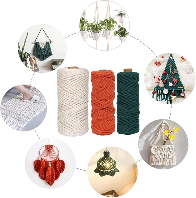 UHAPEER Macrame Kits for Adults Beginners, DIY Macrame Plant Hanger Kit and Macrame Supplies, with 3 mm Macrame Cord Cotton, Macrame Meads, Wooden Rings, Dream Catcher Rings, Craft Kits for Adults