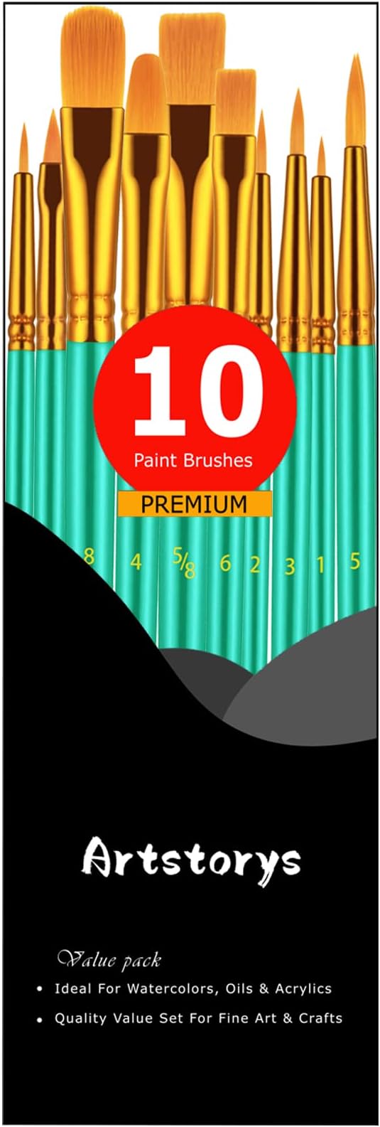 Paint Brush Set, 10 Pcs Paint Brushes for Acrylic Painting, Round Pointed Tip Detail Small Paint Brush for Oil Watercolor Canvas Face Body Boards Rock, Adult Drawing Arts Crafts Supplies, Green
