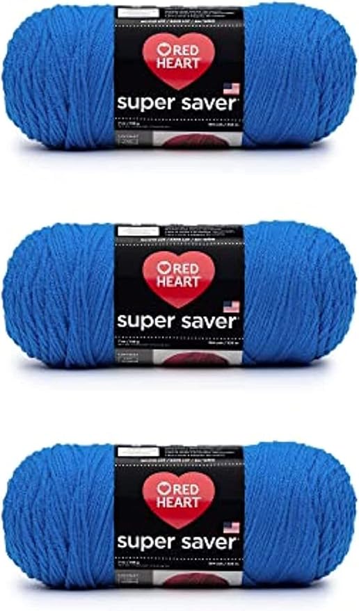 Red Heart Super Saver Delft Blue Yarn - 3 Pack of 198g/7oz - Acrylic - 4 Medium (Worsted) - 364 Yards - Knitting/Crochet