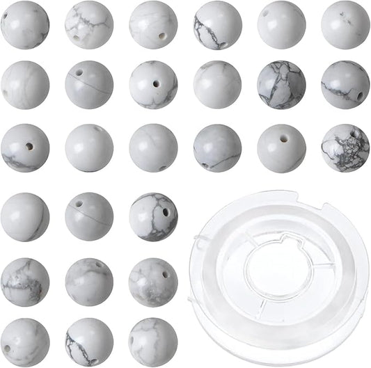 bymitel 4mm natural howlite round beads gemstones genuine with 210pcs diy jewelry making unisex (4mm 210pcs, howlite)