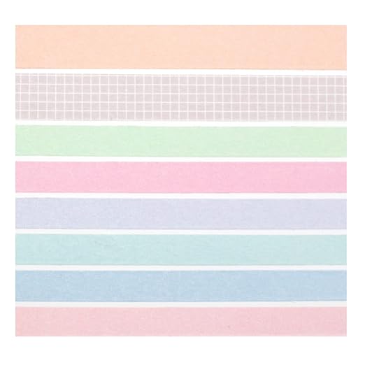 YUBBAEX 8 Rolls Basic Washi Tape Set Solid Color Grid Masking Decorative Tapes for Arts, DIY Crafts, Journals, Planners, Scrapbooking, Wrapping (Champagne)