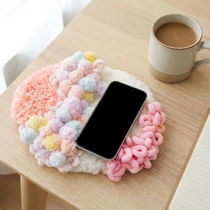 beausougon DIY Latch Hooking Craft 3D Coaster Set with Moss Design， Crochet Kit for Adults