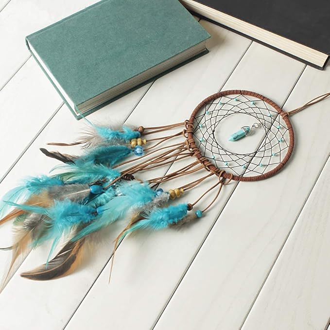 FANDOL DIY Dream Catcher Making Kit, Macrame Dream Catcher Craft Supplies for Kids Bedroom Wall Decor Nursery Baby Room Hanging Wedding Ornaments Party Handmade Gift (Turquoise)
