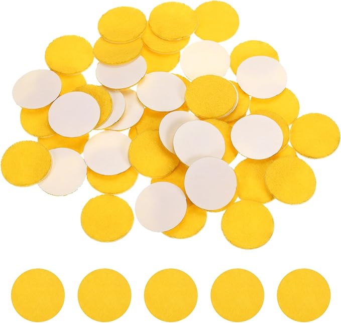 uxcell 100 Pcs Adhesive Felt Circles, 9/16" Round Non-Woven Felt Pads Stickers Dots Pre Cut for DIY Crafts Sewing Handcraft Costume Holiday Decoration, Yellow
