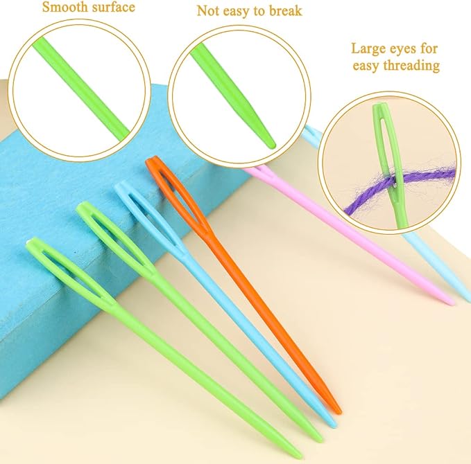 Knitting Needles Yarn Needles Large Eye Blunt Needles Plastic Needles with Tape Measure Stitch Markers Storage Box for DIY Handmade and Sewing