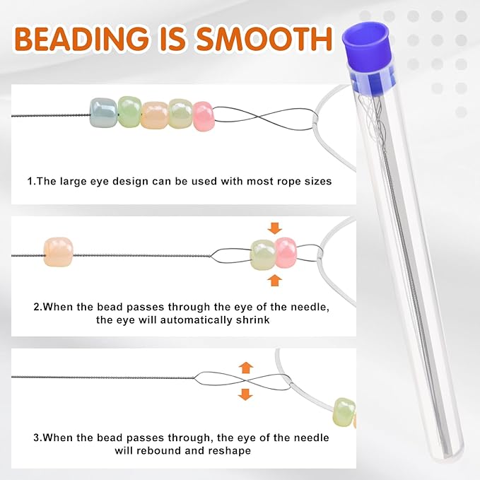 UOOU 6 Pcs Beading Needles, Collapsible Big Eye Bead Needles, Beading Supplies 2 Sizes Twisted Beading Needles for Seed Beads Jewelry Making