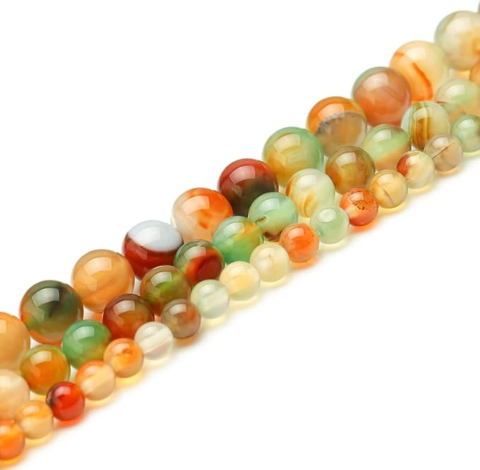 youngbling natural gemstone beads for jewelry making,8mm peacock agate polished round smooth stone,genuine real stone beads for bracelet necklace 15 inch(peacock agate,8mm)