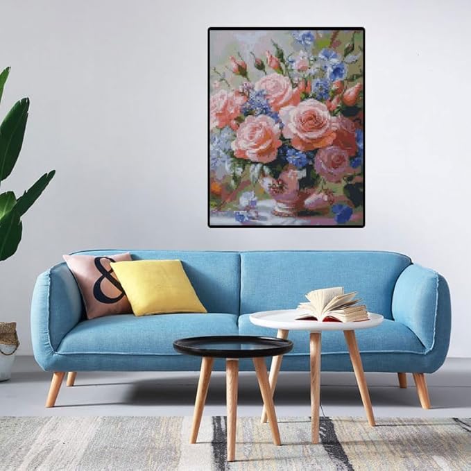 flowers stamped cross stitch kits cross stitch patterns,dimensions cross stitch kits embroidery kit arts and crafts for beginners 11.8x15.7 inch