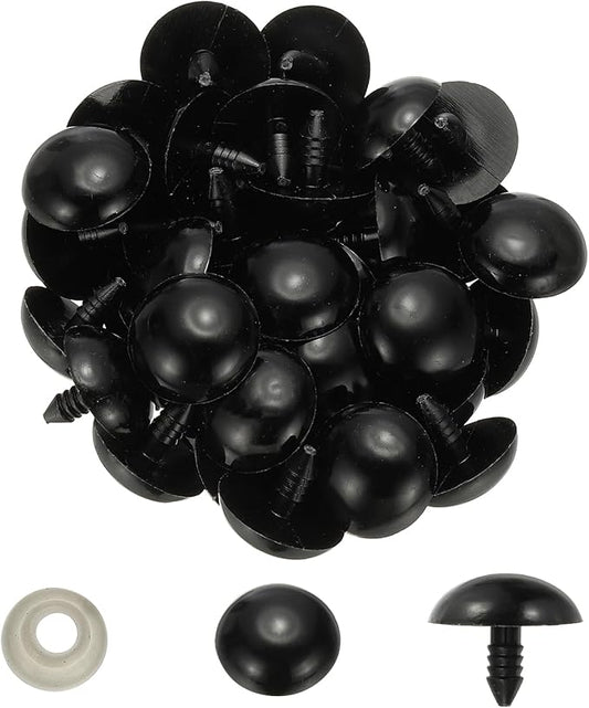 PATIKIL 24mm Black Safety Eyes, 100 Set Plastic Craft Eyes with Washers for Stuffed Animals, Crochet Toys, Dolls, DIY Craft Making