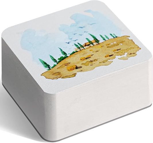 FLUNBRATO Mini Watercolor Sketchbook 80 Sheets, 2.6 x 2.6 Inch, 100% Cotton Mini Travel Watercolor Paper Book, Cold Press 140LB 300GSM, Two-Edge Glue Binding Small Compact Painting Notebook