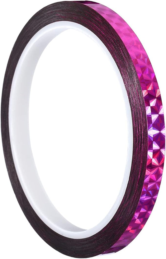 PATIKIL Prism Tape 0.3 Inch x 55 Yards, Holographic Metalized Reflective Adhesive for Detailing Accent Wall Decor Art, Rose