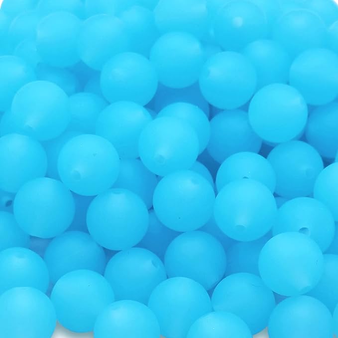 DIYOMR 100Pcs Silicone Beads, Single Color Round Rubber Craft Beads for Bracelet, Necklace, Keychain, Jewelry, Lanyard DIY Crafts Making (12mm, Crystal Blue)