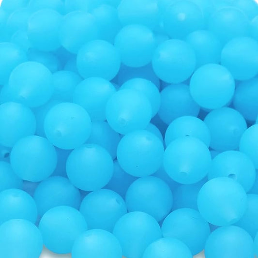 DIYOMR 100Pcs Silicone Beads, Single Color Round Rubber Craft Beads for Bracelet, Necklace, Keychain, Jewelry, Lanyard DIY Crafts Making (12mm, Crystal Blue)