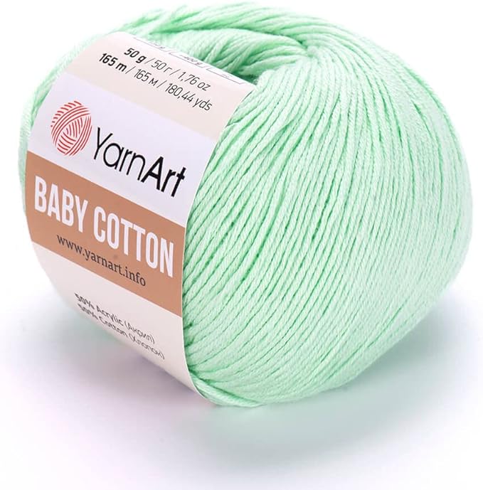 YarnArt Baby Cotton Yarn - Soft Knitting Yarn for Baby & Summer, 50% Cotton 50% Acrylic, 1.76 Oz, 180.44 Yds, Ideal for Amigurumi & Crochet Projects (1, 435)