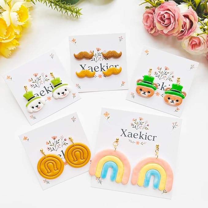 St. Patrick's Day Polymer Clay Cutters Set - 10pcs Sharp & Durable Leprechaun, Horseshoe & Beer Mug Shapes for DIY Earring Jewelry Making, Soft Clay Crafts & Holiday Supplies