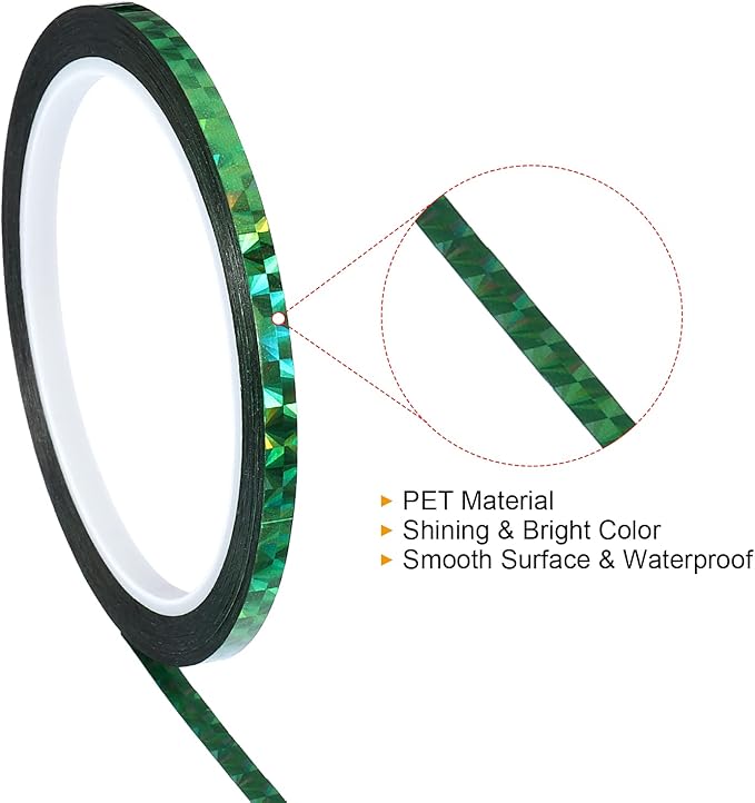PATIKIL Prism Tape 0.2 Inch x 55 Yards, Holographic Metalized Reflective Adhesive for Detailing Accent Wall Decor Art, Green