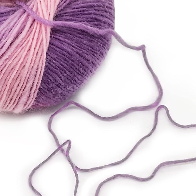 NICEEC 3 Skeins 100% Wool Rainbow Yarn Soft Gradient, Self-Striping, Colorful Single Ply Yarn for Crochet & Knitting - 12#