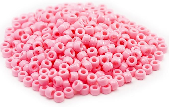 1000 Pcs Acrylic Pink DIY Pony Beads 6x9mm Bulk for Friendship Bracelet Necklace Jewelry Making Earring Pens Hair Beads Braiding Kit