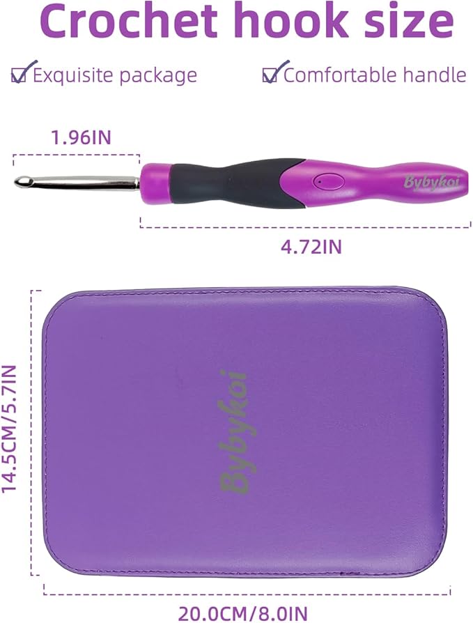 18 Sizes Lighted Crochet Hooks Set 2.0mm~14.0mm, Rechargeable Crochet Hook with Interchangeable Crochet Head, Light Up Crochet Hooks Set with 2 Levels Led for Beginner Knitting Kit Gifts