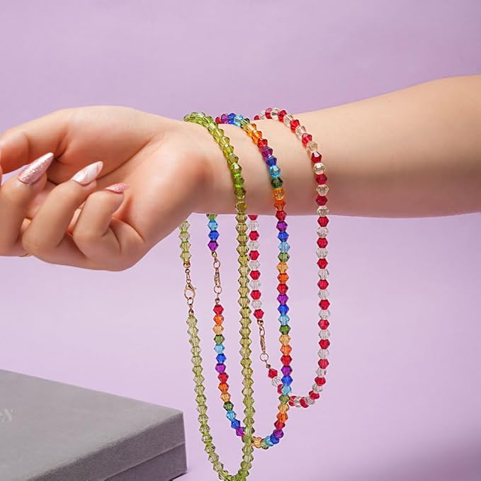 YITOHOP Bicone Glass Beads,1500pcs 48 Colors 6mm Sparkly Crystal Beads, Faceted Bracelet Beads Loose Craft Bead for Friendship Bracelet Necklace Earring Jewelry Making