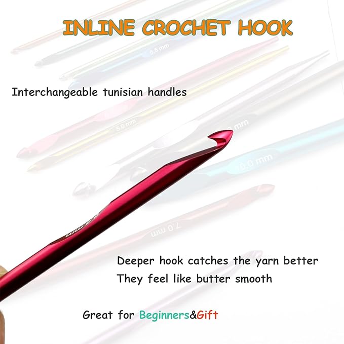 12 Size Tunisian Crochet Hook Set with Cable Aluminum Interchangeable Crochet Hooks Long Crochet Hook Inline Crochet Hooks 3mm-10mm,Comfortable to use/Lightweight
